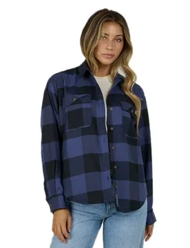 Camicia A Maniche Lunghe Fathom Flannel Indigo L - Salty Crew - FashionsVida