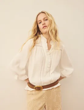Blusa de mujer entredos con volante - Southern Cotton - FashionsVida