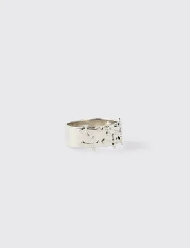 Herren Multi Kreuz Ring Silver Größe Small/Medium - boohooMAN - FashionsVida