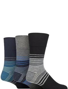 Mens 3 Pair Cotton Argyle Patterned and Striped Socks Modern Flash 6-11 - Multi Coloured - Size: 6-11 Mens - Gentle Grip - FashionsVida
