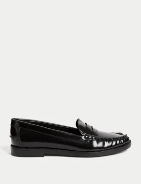 Patent Flat Penny Loafers Black female - M&S - FashionsVida