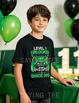 Level 11 Unlocked Awesome Since 2015 11th Birthday Boy Gamer T-Shirt Born in 2015 11 Years Old Sons Nephews B-day Present Tees - Aliexpress - FashionsVida