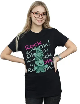 Women's Frozen Trolls Rock On Cotton Boyfriend T-Shirt in Black Size: Small - Black - Size: S - Disney - FashionsVida