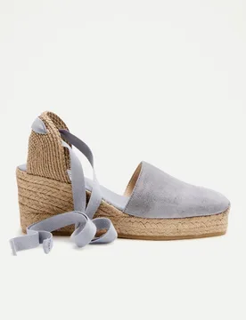 Alpargatas cuña de mujer en piel horma cuadrada - Latouche - FashionsVida