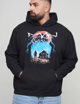 Herren Plus Oversized Gothic OFCL TOUR Herren Vintage Wash Print Hoodie Sweatshirt Black Größe 2XL - boohooMAN - FashionsVida