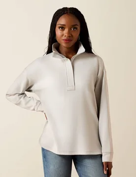 Damen Sweatshirt BREEZE ½ ZIP quiet grey L - Ariat - FashionsVida