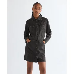 Vestido vaquero corto de manga larga