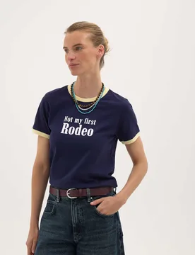 Pure Cotton Not My First Rodeo Ringer Tee Dark Navy Mix female - hush - FashionsVida