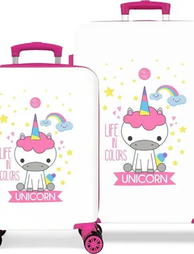 Juegos de maletas 55-70 cm roll road little me abs con capacidad de 91l blanco - Movom - FashionsVida