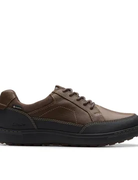 Men's Mapstone Lo GORE-TEX Dark Brown Leather Trainers Size: 10-Standard Fit - Brown - Size: 10-Standard Fit - Clarks - FashionsVida