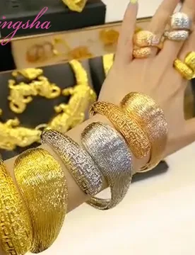 Nigerian 18K Gold Plated Bangle For Women Ring Colorful Jewelry Bracelet Wedding Party Gift Dubai Hollow Out Design Bracelet - Aliexpress - FashionsVida