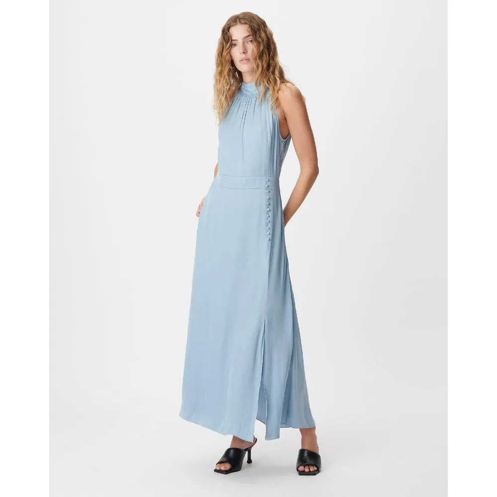 Vestido largo satinado sin mangas - IKKS - FashionsVida