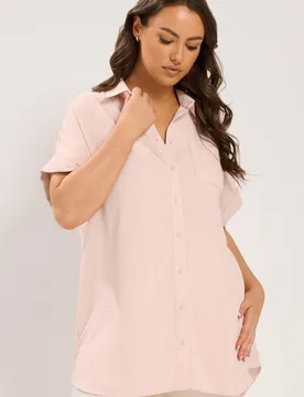Women's Grown On Sleeve Shirt in Light Pink Size: 16 - Light Pink - Size: 16 - Yours - FashionsVida