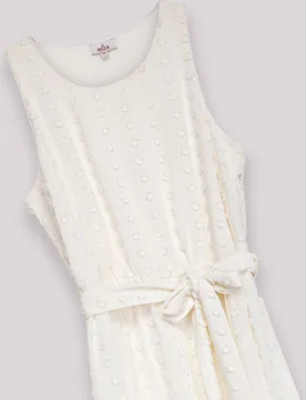 Vestido largo sin mangas con textura y cinturón - Niza - FashionsVida