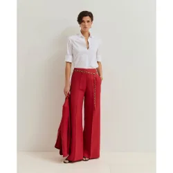 Pantalones de mujer en lino de pierna ancha