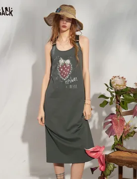ELFSACK Strawberry Graffiti Print Punk Overall Dress, A-Line Sleeveless Streetwear Midi Dress, Y2K Sweet Grunge - Aliexpress - FashionsVida