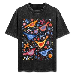 Birds in a Garden T-Shirt Work Wear Short Sleeve T-Shirt