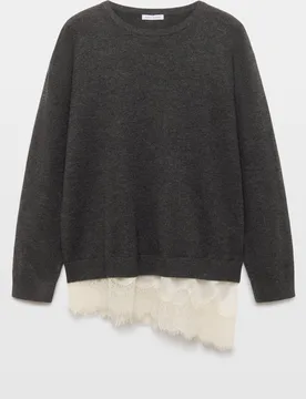 Jersey cuello redondo encaje bajo de mujer - Easy Wear - FashionsVida