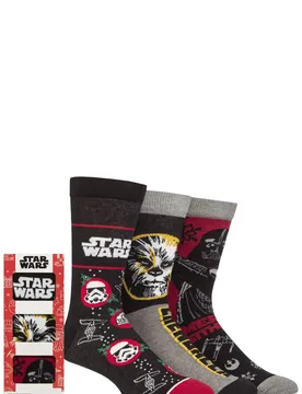 Mens 3 Pair Disney Star Wars Gift Boxed Socks Multi 6-11 - Multi Coloured - Size: 6-11 UK - SockShop - FashionsVida