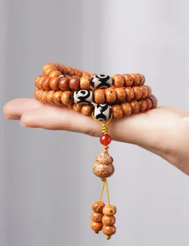 Natural Chicken Fat Yellow Xingyue Bodhi 6×8mm 108 Beads w/ Three Eye Agate Dzi Beads: Meditation & Gift Prayer Beads - Aliexpress - FashionsVida