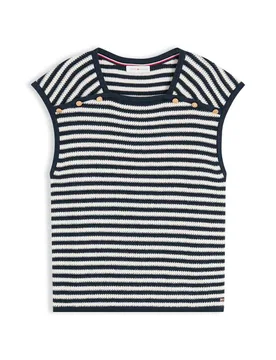 Pure Cotton Striped Square Neck Knitted Vest Navy Mix female - Tommy hilfiger - FashionsVida