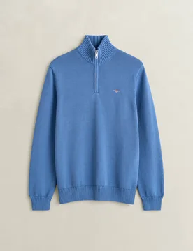 Mens Regular Fit Long Sleeve Logo Detail Jumper In Light Blue Cotton - Size 2xl - Gant - FashionsVida