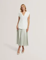Diagonal Seam Midi Slip Skirt Light Green female