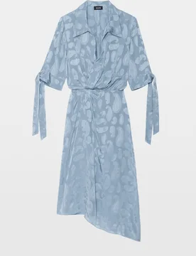 Zadig & Voltaire - Vestido midi 100% seda de manga corta asimétrico - Zadig & Voltaire - FashionsVida
