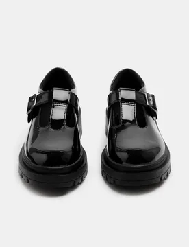 Kids' Chunky T Bar Leather School Shoes (2½ Large - 7 Large) Black Female - M&S - FashionsVida
