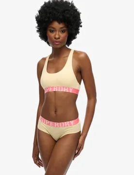 Superdry Damen Organic Cotton Bralette mit Großem Logo Gelb - Größe: 40 - 29.99 - FashionsVida