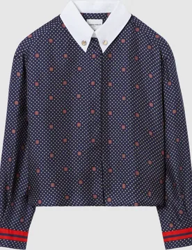 Camisa de mujer estampada de seda de corte boxy y cuello en contraste - CLAUDIE PIERLOT - FashionsVida