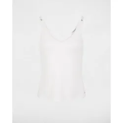 Top de mujer brillante con escote pico