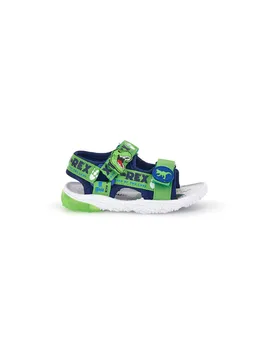 Sandalo blu verde con disegno T-Rex con luci S8020229T10 26 - DINOSAURO - FashionsVida