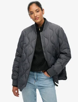 Superdry Damen Kurze Gesteppte Liner-Jacke, Dunkelgrau, Größe: 42 - 109.99 - FashionsVida