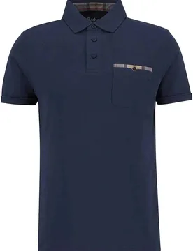 Polo en interlock 100% coton - Premium Corpatch Tailored Polo Shirt Navy en Coton - Taille S - Barbour - FashionsVida