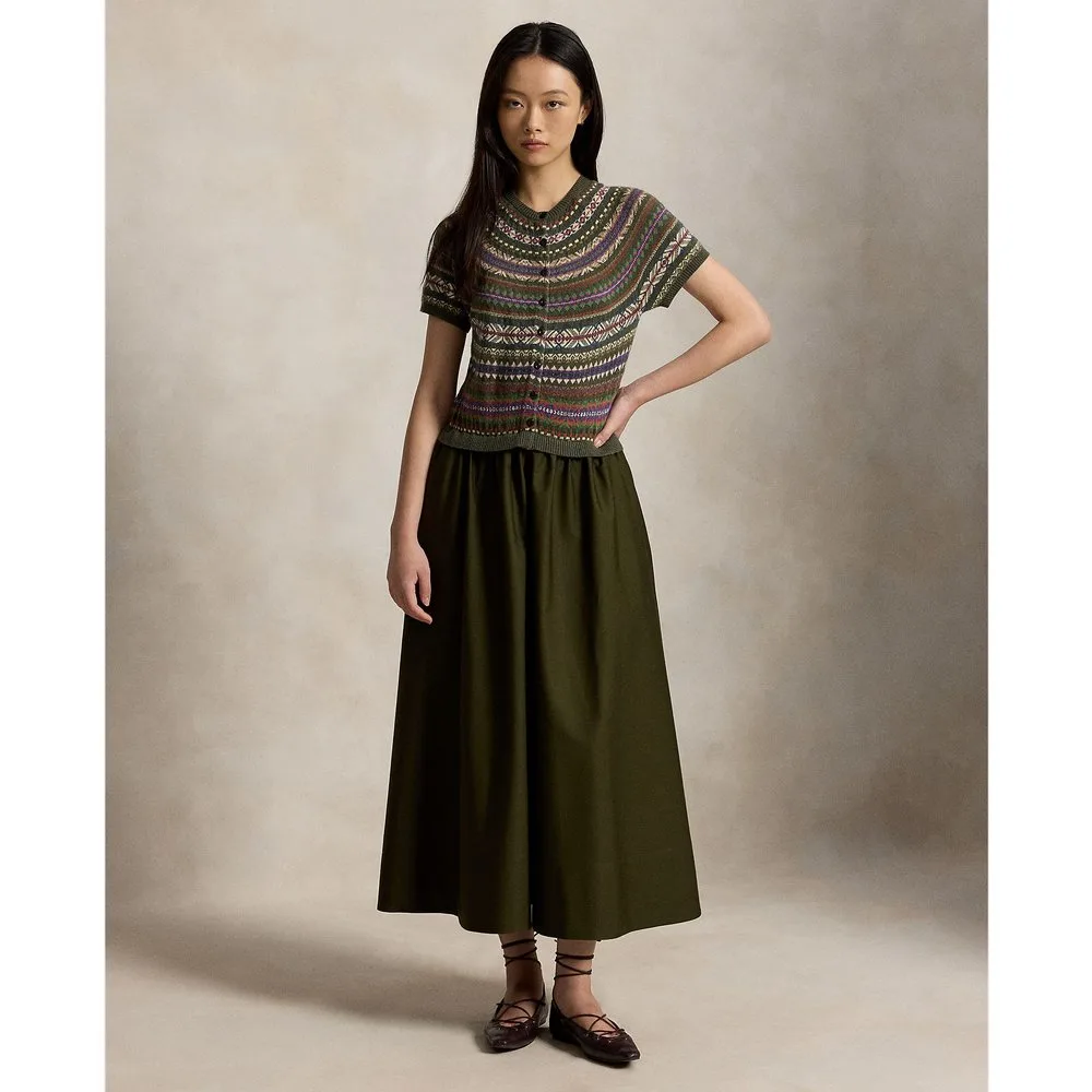 Vestido midi combinado de manga corta - Polo Ralph Lauren - FashionsVida