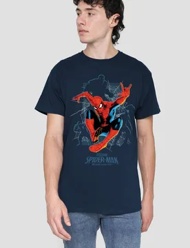 Unisex Spiderman Brand New Day Hero & Villains T-Shirt, Navy Size: 2XL - Navy - Size: 2XL - Marvel - FashionsVida