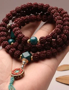 Machine-polished natural Rudraksha beads bracelet with patina and jade finish, neck-hanging Buddhist beads, necklace, bracel - Aliexpress - FashionsVida