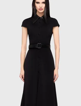 Gothic Kleid knielang - Kihilist Obsidienne Collar Dress - XS bis 4XL - für Damen - Größe 4XL - schwarz - Frauen - female - KIHILIST by KILLSTAR - FashionsVida