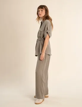Pantalones anchos de mujer largo detalle pliegues - Molly Bracken - FashionsVida