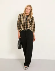 Jersey Drawstring Wide Leg Trousers Black female