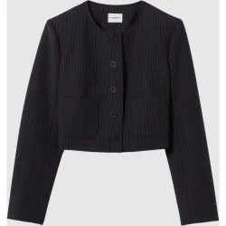 Chaqueta de punto de mujer con corte recto y manga larga
