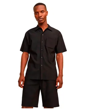 Camicia A Maniche Corte Mykonos Plisse Black S - Jack & jones - FashionsVida