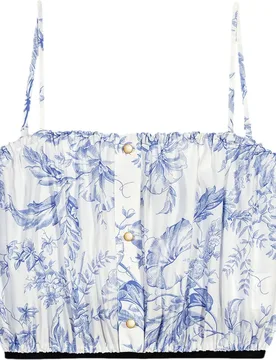Top de mujer satinado estampado floral de tirantes finos - Maje - FashionsVida