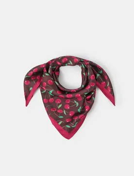 Satin Cherry Print Square Scarf Multi female - Accessorize - FashionsVida