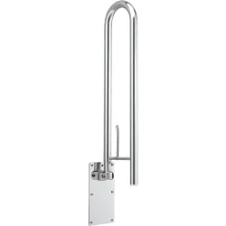 Asidero para baño liso abatible con portarrollos y soporte grande