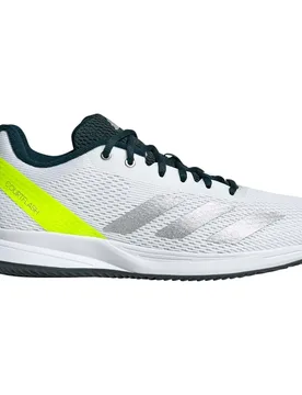 Courtflash Speed 2 Hard Court Shoes Cloud White / Silver Metallic / Lucid Lemon UK 9.5 - Adidas - FashionsVida