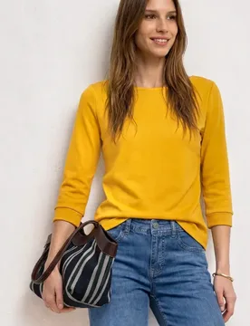 Arm Shirt mit U-Boot-Ausschnitt female Gelb - Street One - FashionsVida