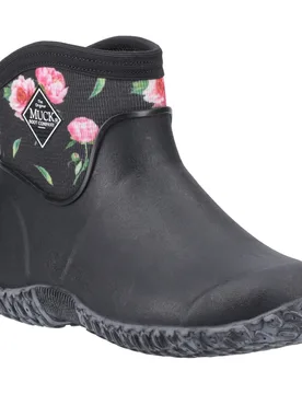 Unisex Muckster Ii Ankle Rubber Black/roses Wellington - Size Uk 5 - MUCK BOOTS - FashionsVida