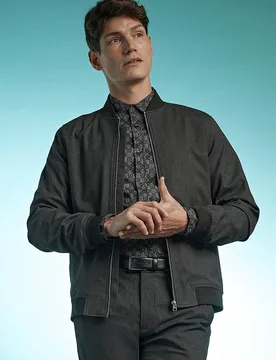 Men's Black Tile Print Slim Fit Long Sleeve Shirt Size: 2XL - Black - Size: 2XL - Burton - FashionsVida